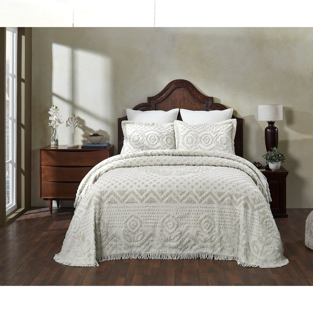 
                      
                        Heirloom 100% Cotton Chenille Bedspread & Shams, Medallion Design, Lightweight Luxury Coverlet
                      
                    