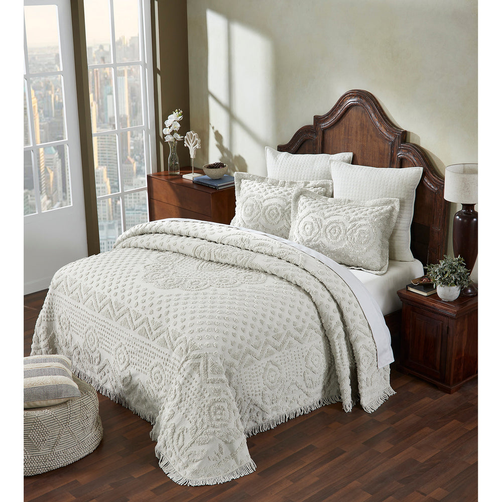 
                      
                        Heirloom 100% Cotton Chenille Bedspread & Shams, Medallion Design, Lightweight Luxury Coverlet
                      
                    