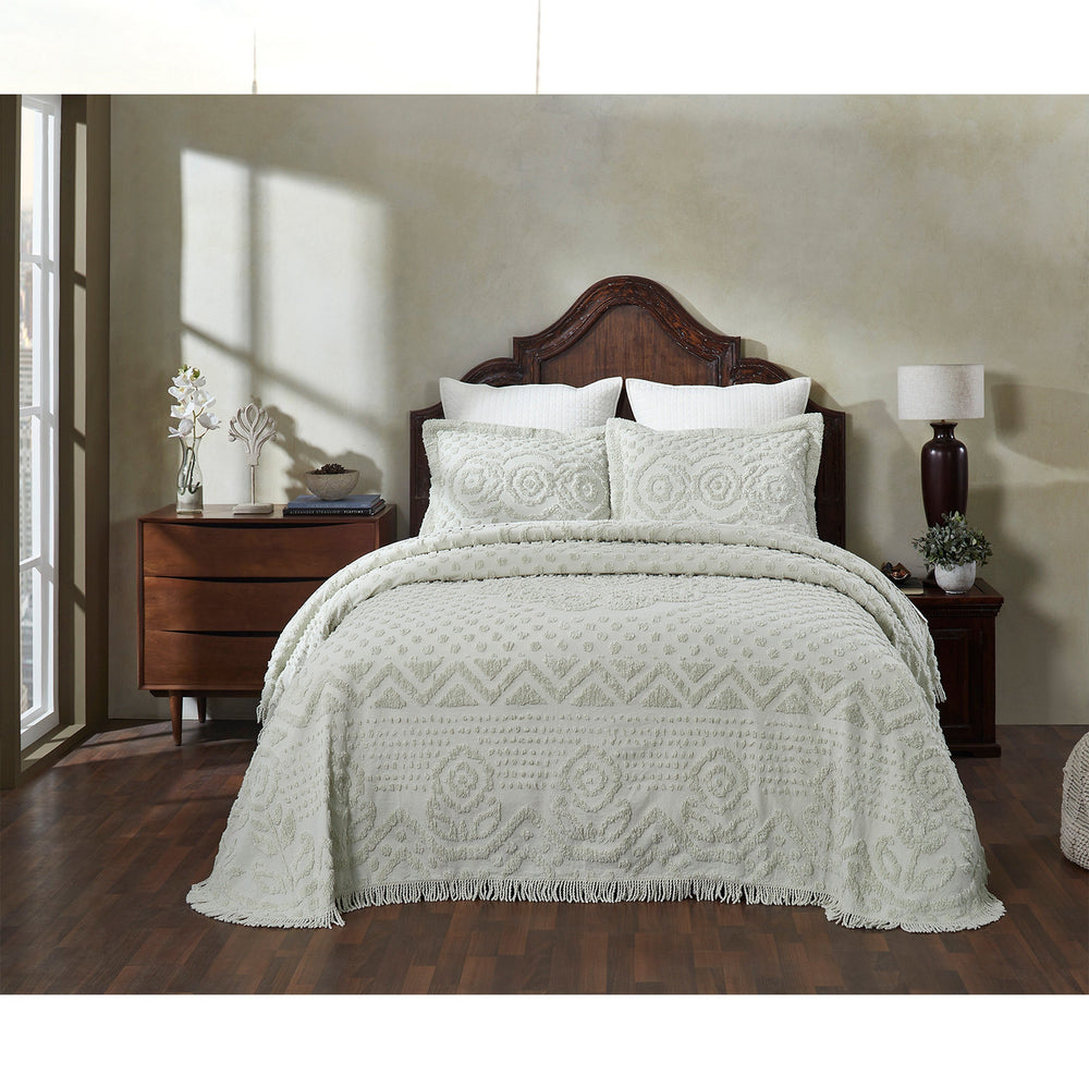 
                      
                        Heirloom 100% Cotton Chenille Bedspread & Shams, Medallion Design, Lightweight Luxury Coverlet
                      
                    