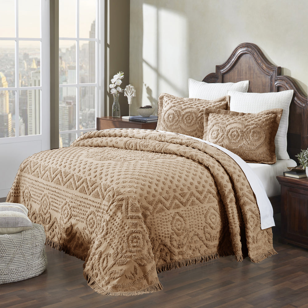 
                      
                        Heirloom 100% Cotton Chenille Bedspread & Shams, Medallion Design, Lightweight Luxury Coverlet
                      
                    
