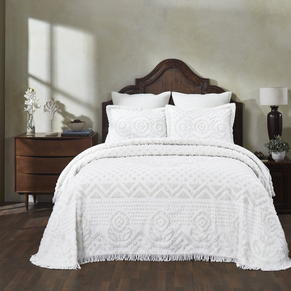
                      
                        Heirloom 100% Cotton Chenille Bedspread & Shams, Medallion Design, Lightweight Luxury Coverlet
                      
                    