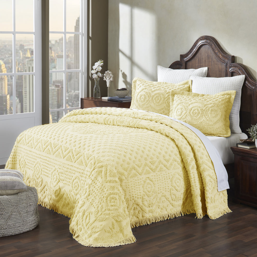 
                      
                        Heirloom 100% Cotton Chenille Bedspread & Shams, Medallion Design, Lightweight Luxury Coverlet
                      
                    
