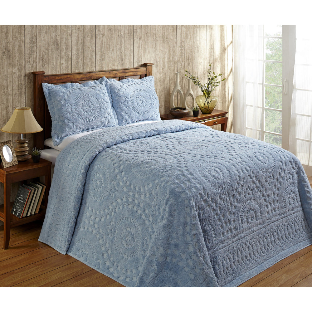 Rio 100% Cotton Chenille Bedspread & Shams, Tufted Floral Design, Soft & Breathable Luxury All-Season Bedding