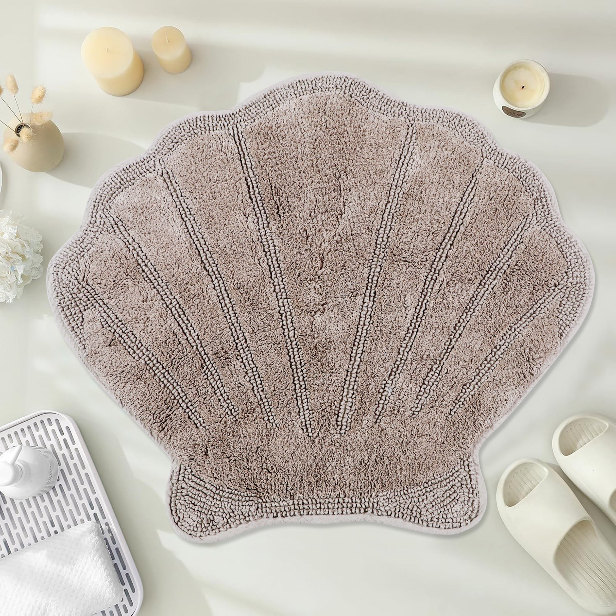 Marilyn Collection Seashell Shape Bath Rug 100% Cotton, Ultra Plush 22 ...