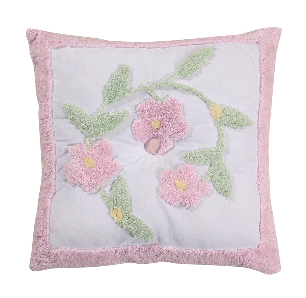 Better Trends Bloomfield Collection is Super Soft and Light Weight in Floral Design 100% Cotton Tufted Unique Luxurious Machine Washable Tumble Dry, Square Pillow, Rose