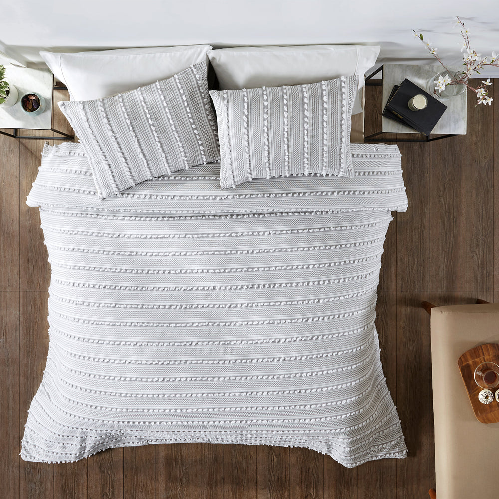 
                      
                        Angelique Tufted Comforter Set - Stripe & Chevron Pattern, 100% Polyester Fill, Available in Twin, Queen & King Sizes
                      
                    