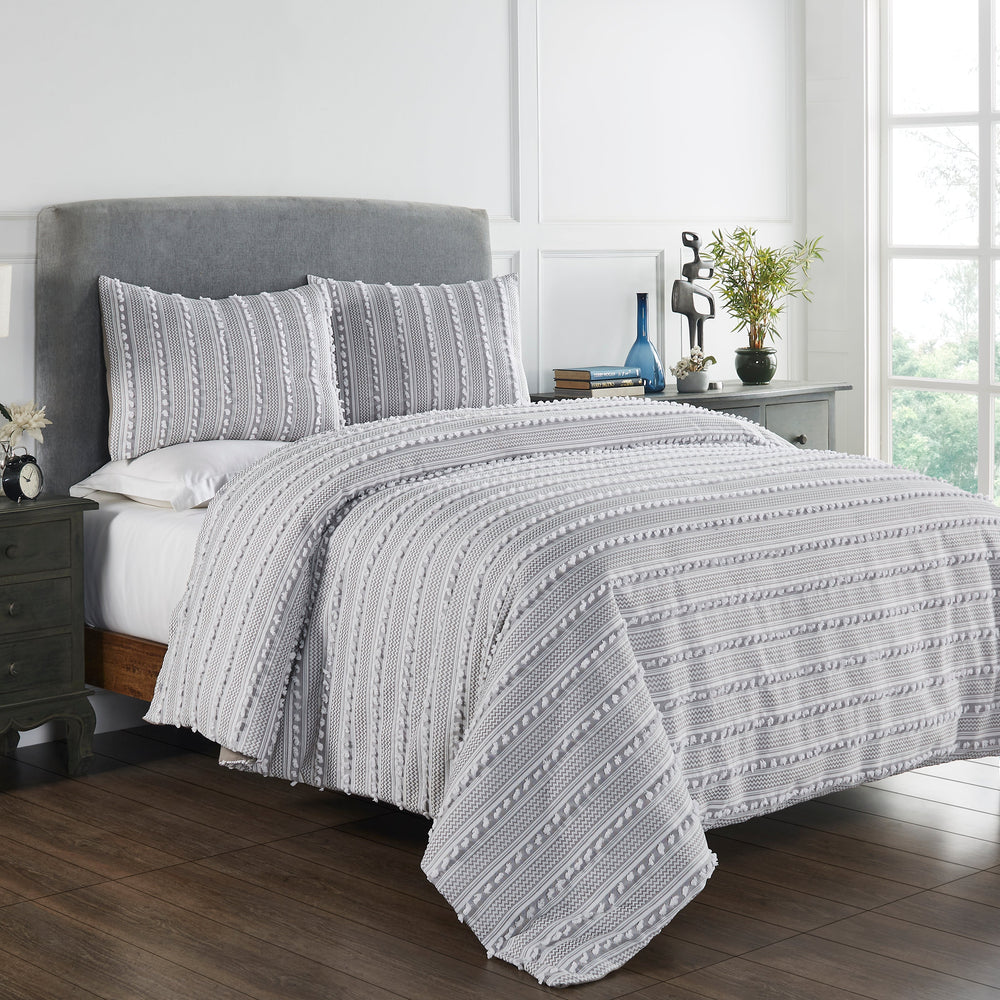 
                      
                        Angelique Tufted Comforter Set - Stripe & Chevron Pattern, 100% Polyester Fill, Available in Twin, Queen & King Sizes
                      
                    