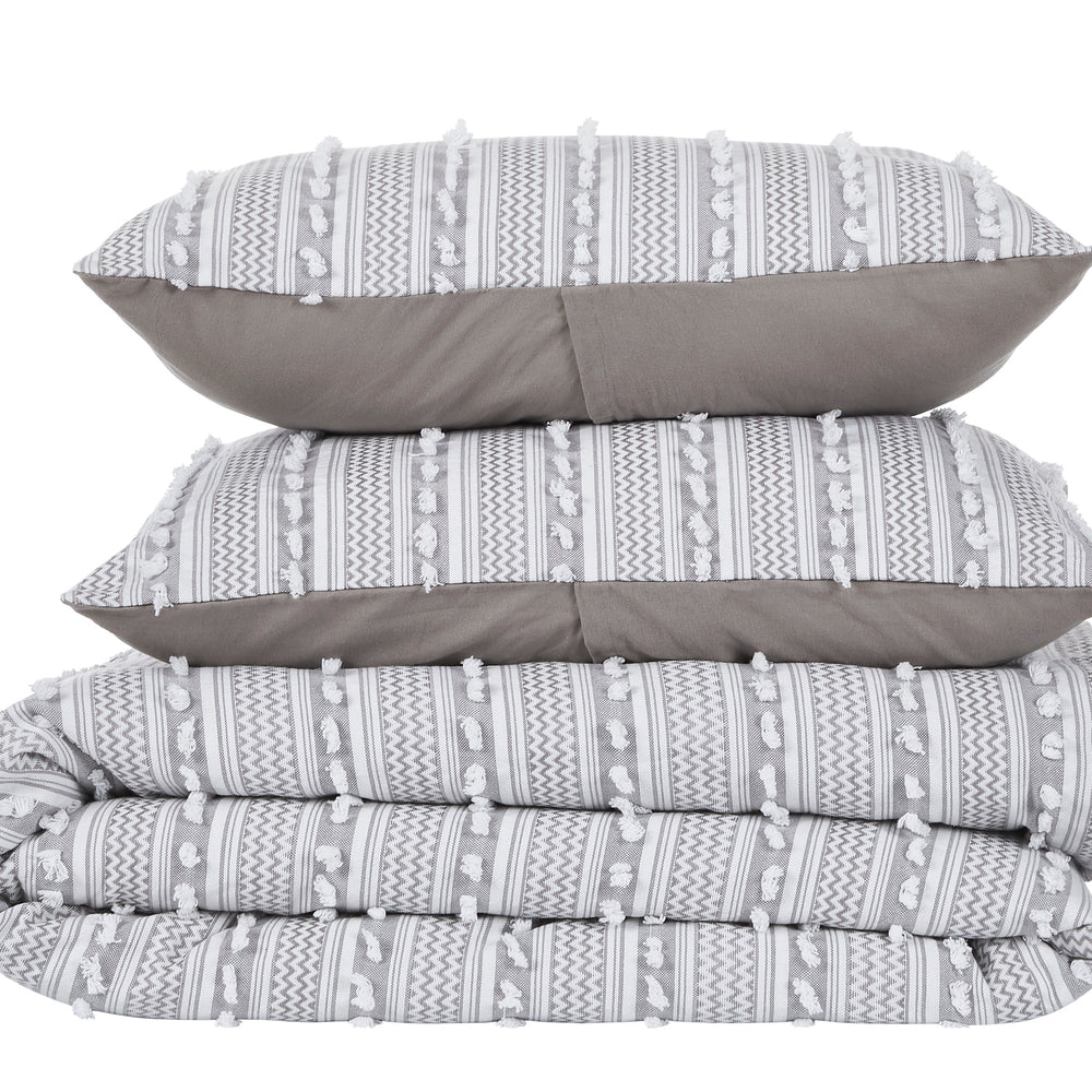 
                      
                        Angelique Tufted Comforter Set - Stripe & Chevron Pattern, 100% Polyester Fill, Available in Twin, Queen & King Sizes
                      
                    