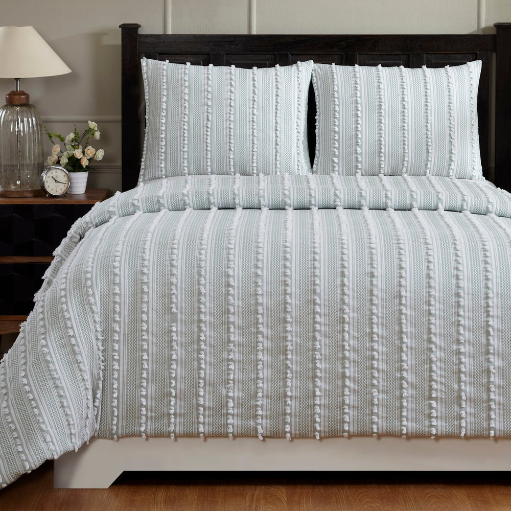 
                      
                        Angelique Tufted Comforter Set - Stripe & Chevron Pattern, 100% Polyester Fill, Available in Twin, Queen & King Sizes
                      
                    