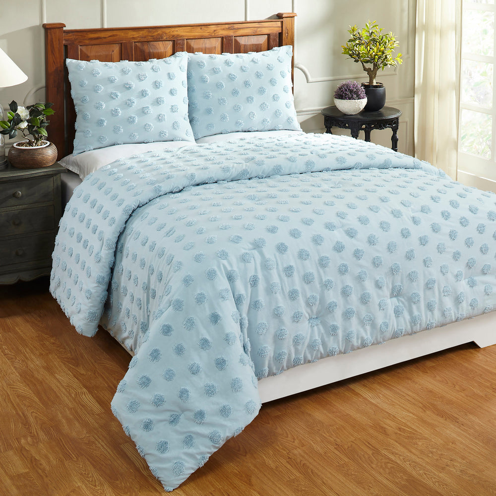 Athenia Tufted Polka Dot Comforter Set - Soft Tufted Design, 100% Polyester Fill, Luxurious and Cozy Bedding Set