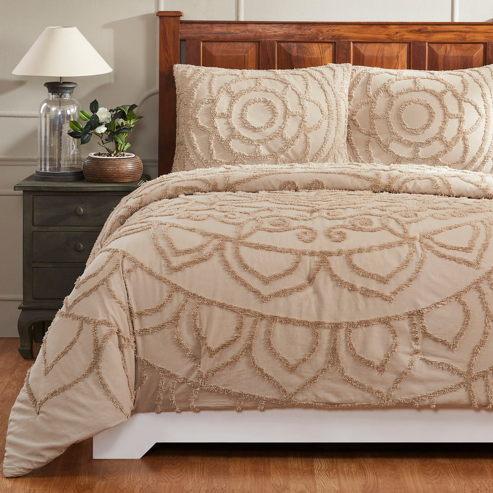 
                      
                        Cleo Tufted Floral Comforter 100% Polyester, 250 GSM Filling, Soft Solid Backing, Elegant Bedding Set
                      
                    