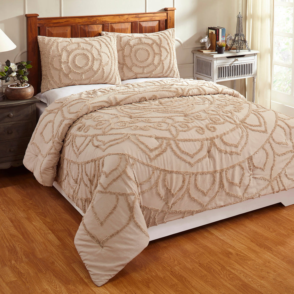 
                      
                        Cleo Tufted Floral Comforter 100% Polyester, 250 GSM Filling, Soft Solid Backing, Elegant Bedding Set
                      
                    