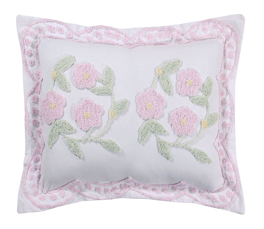 Better Trends Bloomfield Collection is Super Soft and Light Weight in Floral Design 100% Cotton Tufted Unique Luxurious Machine Washable Tumble Dry, Standard Sham, Rose