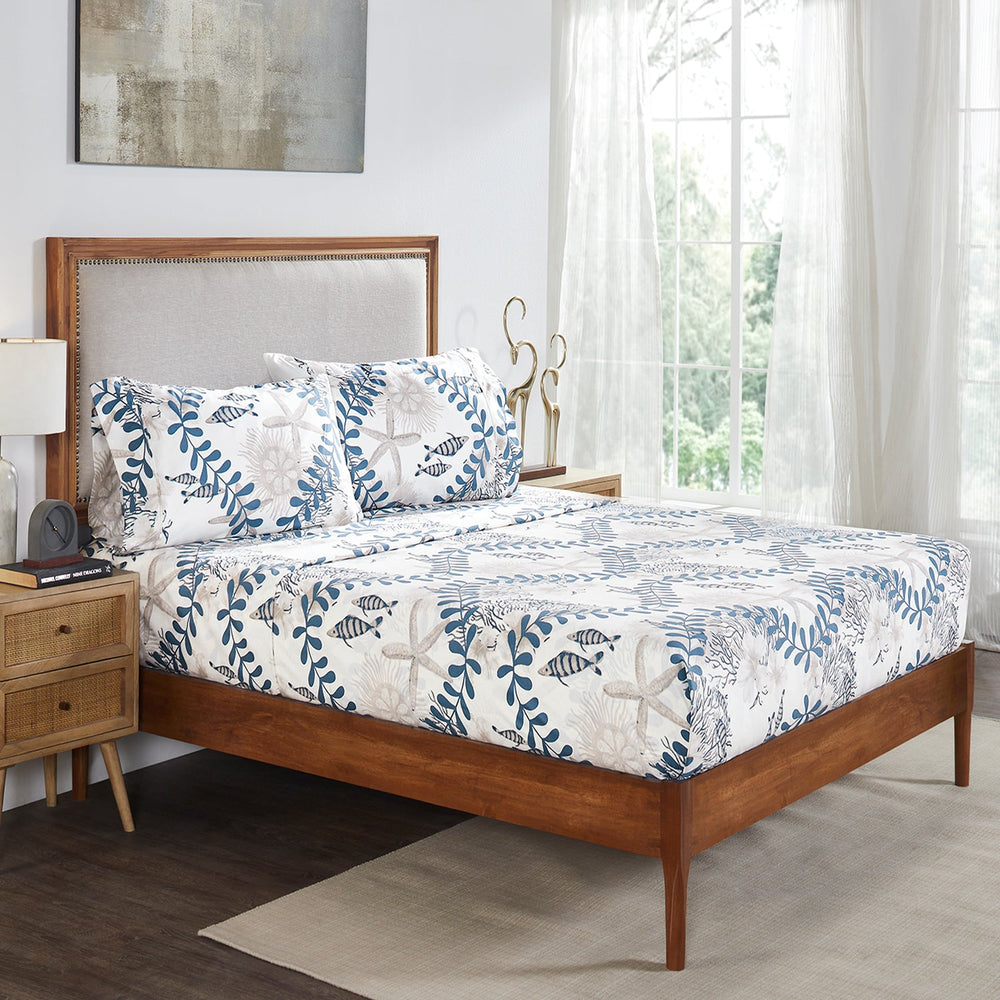 Caspian Collection Nautical Bedsheet 100% Polyester, Soft Plain Weave Bedding for a Smooth & Stylish Look
