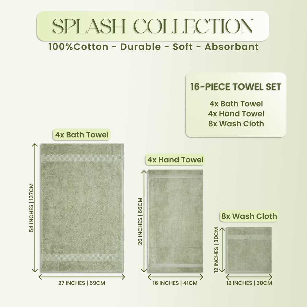 
                      
                        Splash Ultra-Soft Zero Twist 100% Ring Spun Cotton Mix Towel Set - Reversible, 550 GSM, Breathable, Lightweight, Absorbent Towels for Bathroom
                      
                    