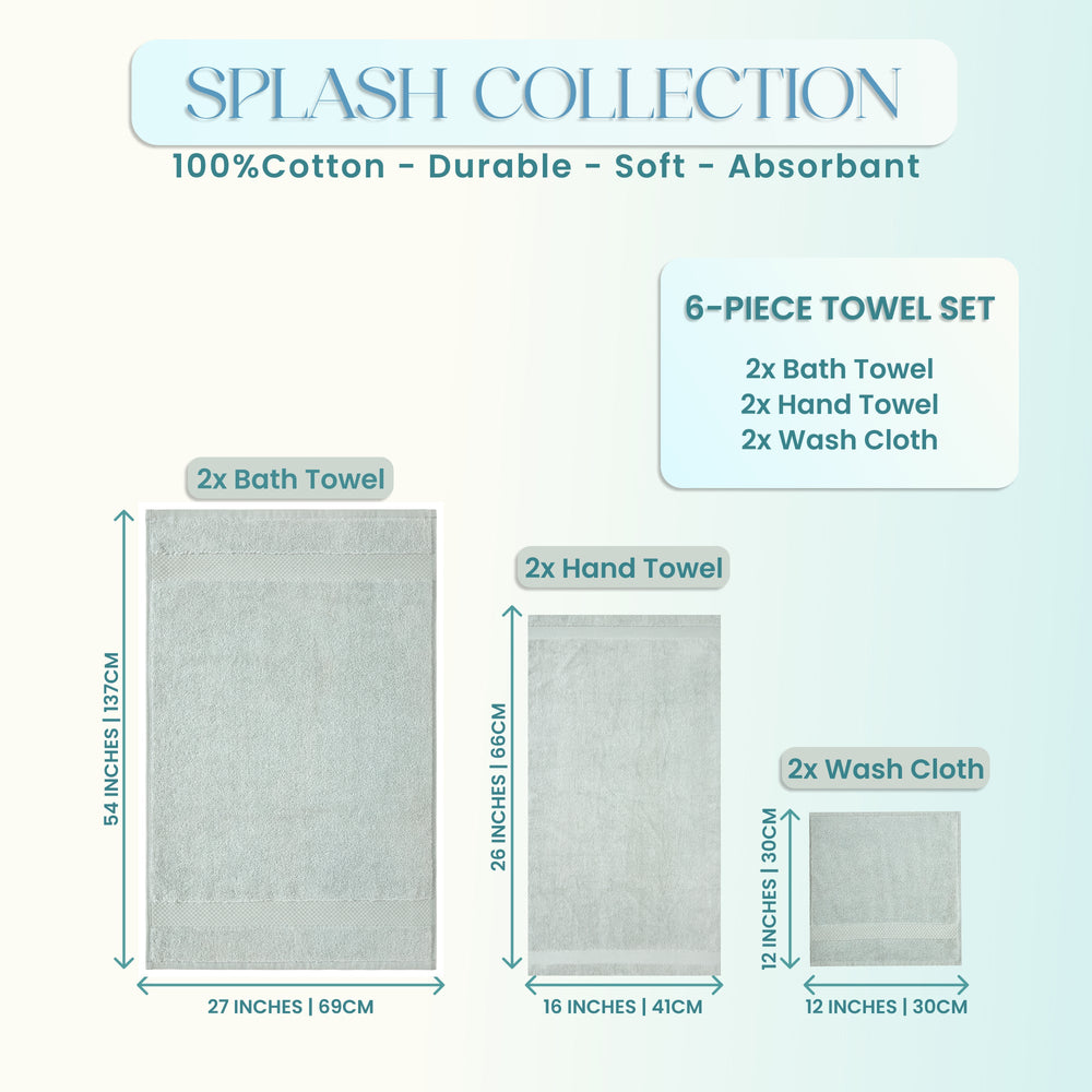 
                      
                        Splash Ultra-Soft Zero Twist 100% Ring Spun Cotton Mix Towel Set - Reversible, 550 GSM, Breathable, Lightweight, Absorbent Towels for Bathroom
                      
                    
