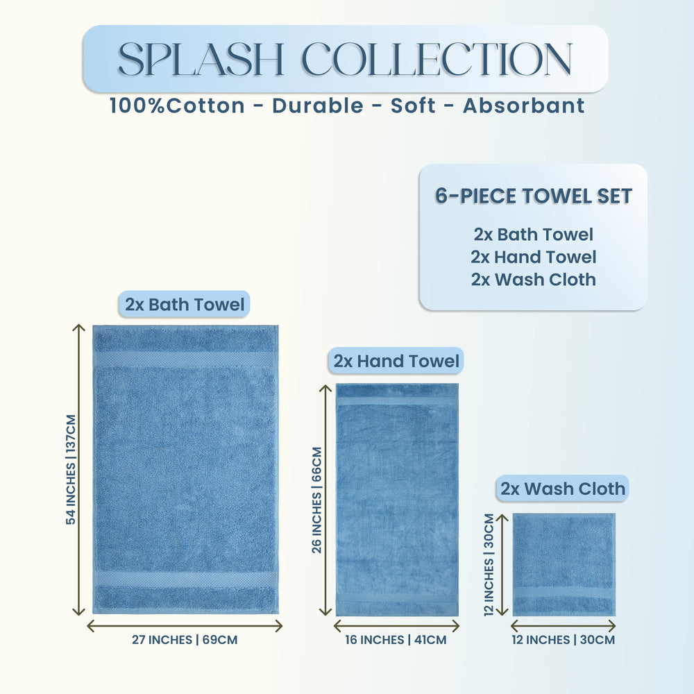 
                      
                        Splash Ultra-Soft Zero Twist 100% Ring Spun Cotton Mix Towel Set - Reversible, 550 GSM, Breathable, Lightweight, Absorbent Towels for Bathroom
                      
                    
