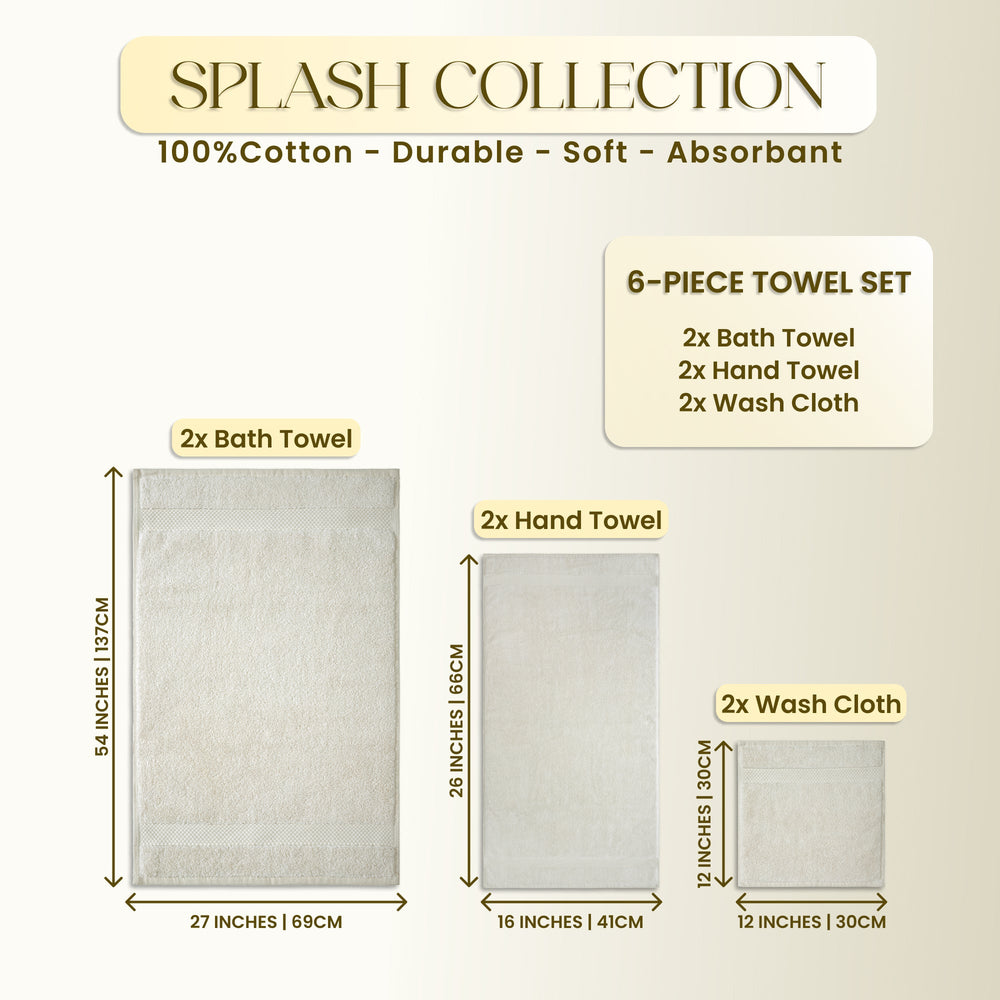 
                      
                        Splash Ultra-Soft Zero Twist 100% Ring Spun Cotton Mix Towel Set - Reversible, 550 GSM, Breathable, Lightweight, Absorbent Towels for Bathroom
                      
                    