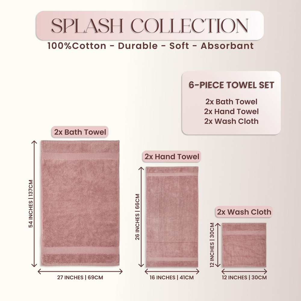 
                      
                        Splash Ultra-Soft Zero Twist 100% Ring Spun Cotton Mix Towel Set - Reversible, 550 GSM, Breathable, Lightweight, Absorbent Towels for Bathroom
                      
                    