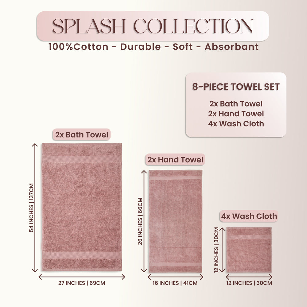 
                      
                        Splash Ultra-Soft Zero Twist 100% Ring Spun Cotton Mix Towel Set - Reversible, 550 GSM, Breathable, Lightweight, Absorbent Towels for Bathroom
                      
                    