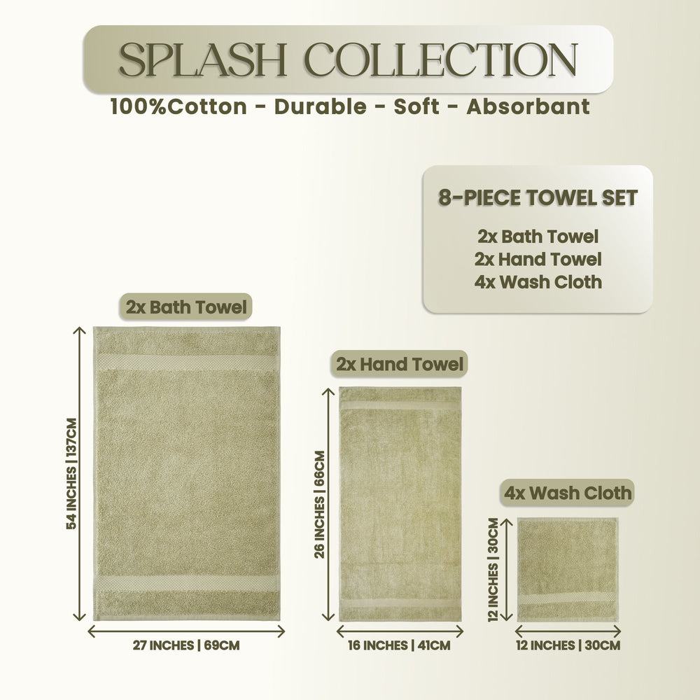 
                      
                        Splash Ultra-Soft Zero Twist 100% Ring Spun Cotton Mix Towel Set - Reversible, 550 GSM, Breathable, Lightweight, Absorbent Towels for Bathroom
                      
                    