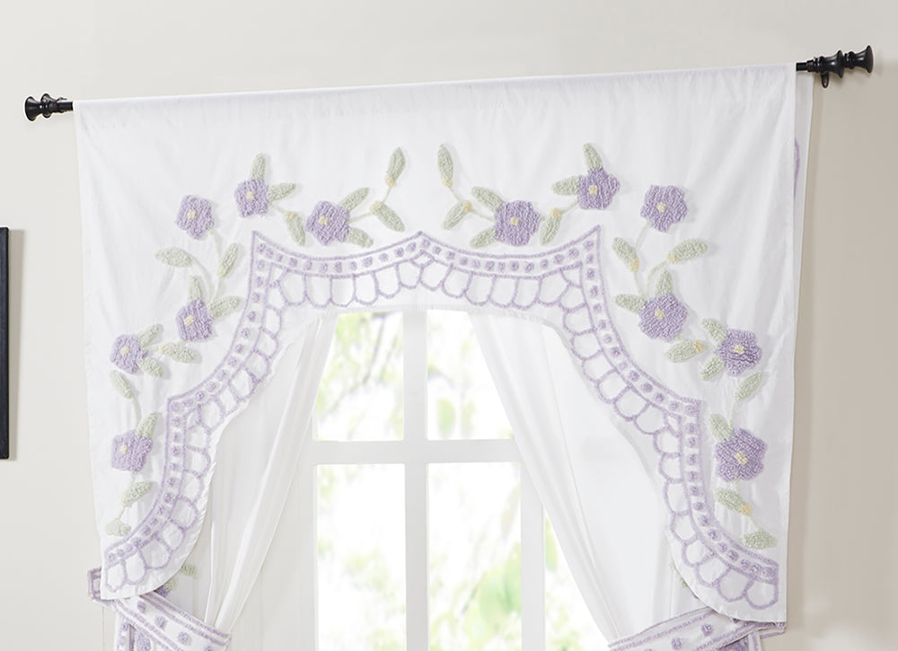 Better Trends Bloomfield Collection, Flower Window Valance for Bedroom and Living Room, 100% Soft and Chenille Cotton, 60 x 40, Floral Blue Pattern
