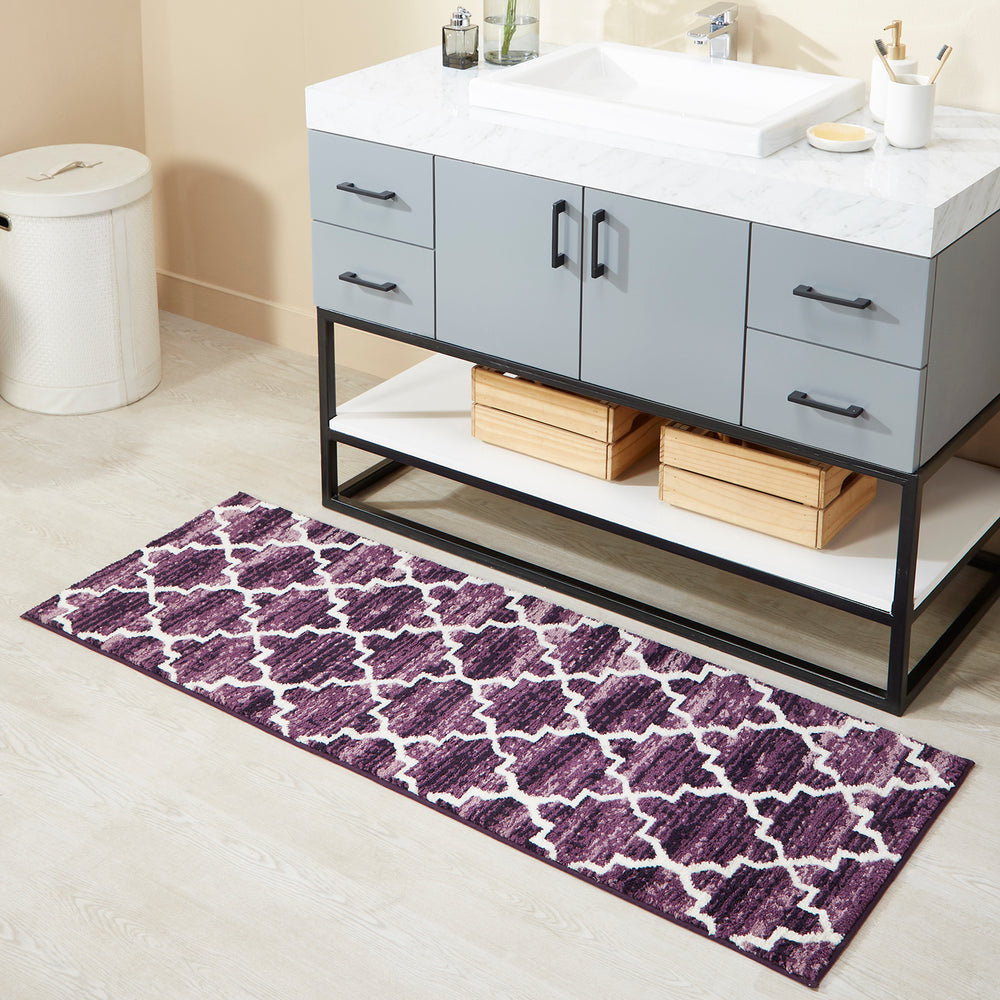 
                      
                        Better Trends Savio Collection 20" x 60" Runner Rug, Non Slip Bath Mat & Washable Bathroom Rugs, 100% Polyester Premium Bathroom Floor Mat, Perfect Bath Mats for Bathroom - Purple Bathroom Rugs
                      
                    