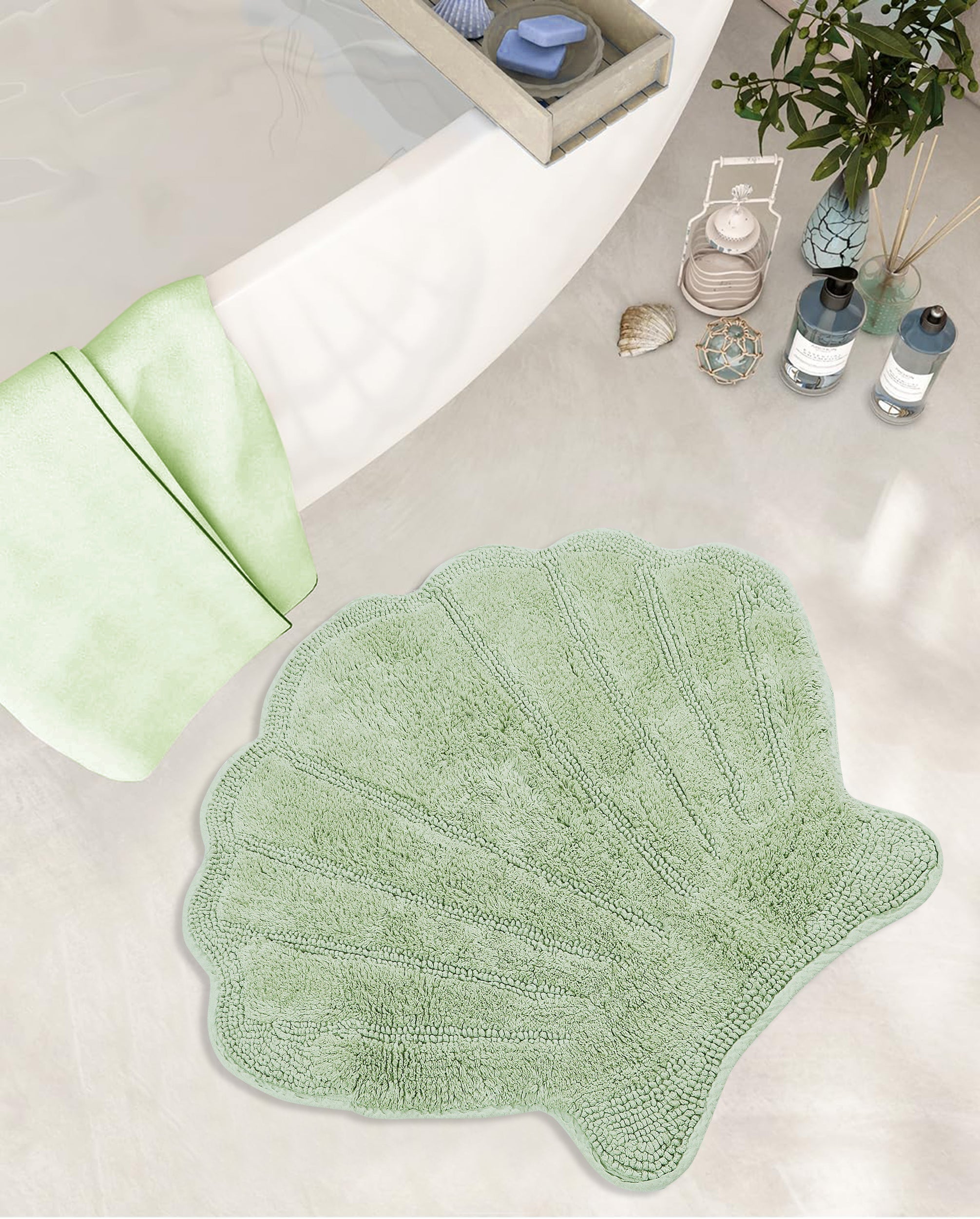 Marilyn Collection Seashell Shape Bath Rug 100% Cotton, Ultra